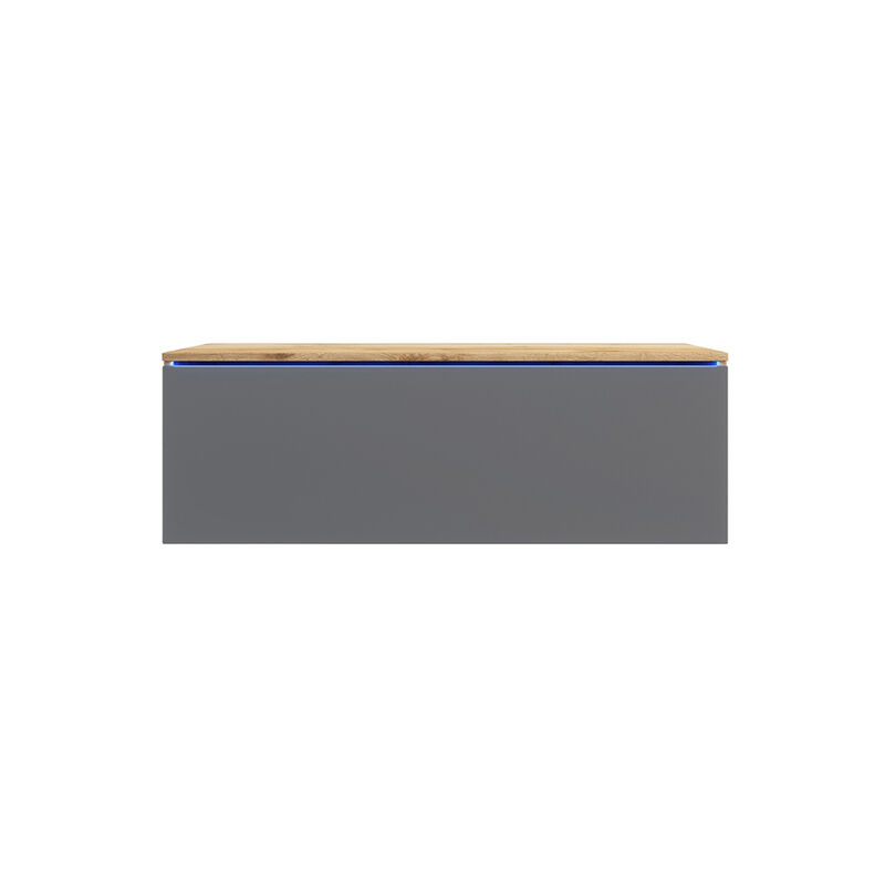 Selsey - SKYLARA - TV-Tisch / modernes TV-Board für Wohnzimmer - minimalistisch - stehend / hängend - 100 cm breit (Wotan Eiche Matt / Grau Hochglanz
