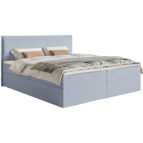 Selsey Softie – Boxspringbett 160x200 cm mit Topper und Stauraum, Chenille, Himmelblau