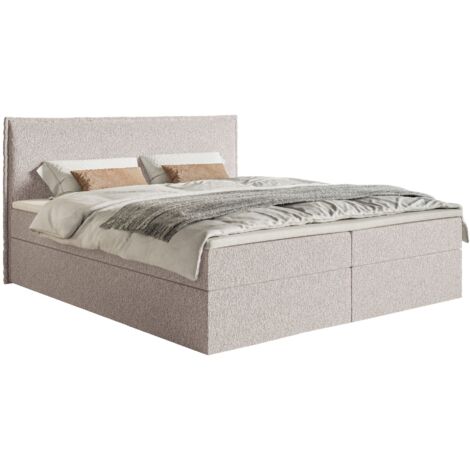Selsey Softie – Boxspringbett 180x200 cm mit Topper und Stauraum, Chenille, Beige