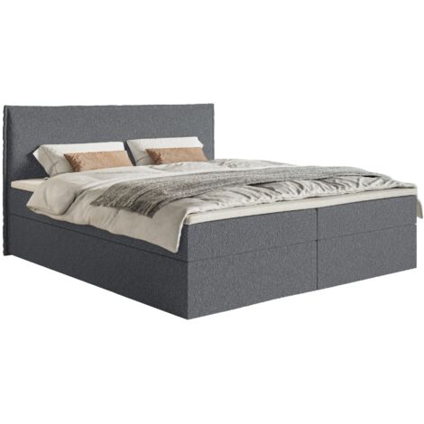Selsey Softie – Boxspringbett 180x200 cm mit Topper und Stauraum, Chenille, Graphitgrau