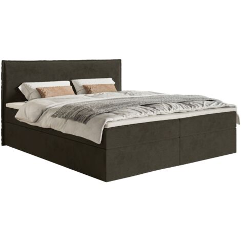 Selsey Softie – Boxspringbett 180x200 cm mit Topper und Stauraum, Velours wasserabweisend, Dunkelgrün
