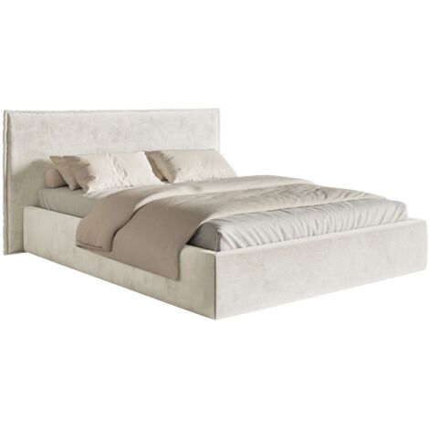 Selsey Softie – Polsterbett 140×200 mit Bettkasten und Lattenrost, Velours, greige