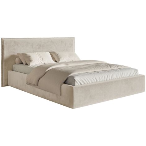Selsey Softie – Polsterbett 140×200 mit Lattenrost, Velours, beige