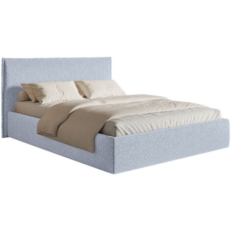 Selsey Softie Slim – Polsterbett 140×200 mit Bettkasten und Lattenrost, Chenille, hellblau