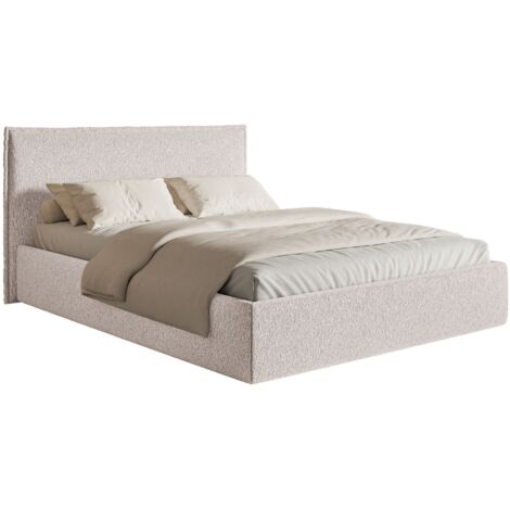 Selsey Softie Slim – Polsterbett 160×200 mit Bettkasten und Lattenrost, Chenille, beige