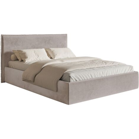 Selsey Softie Slim – Polsterbett 200×200 mit Bettkasten und Lattenrost, Velours, graubraun