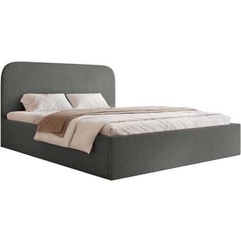 Selsey Sonvivo - Polsterbett 140x200 mit Bettkasten, Bouclé, dunkelgrau