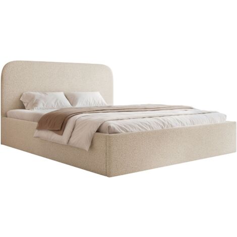 Selsey Sonvivo - Polsterbett 140x200 mit Bettkasten, Bouclé, hellbeige