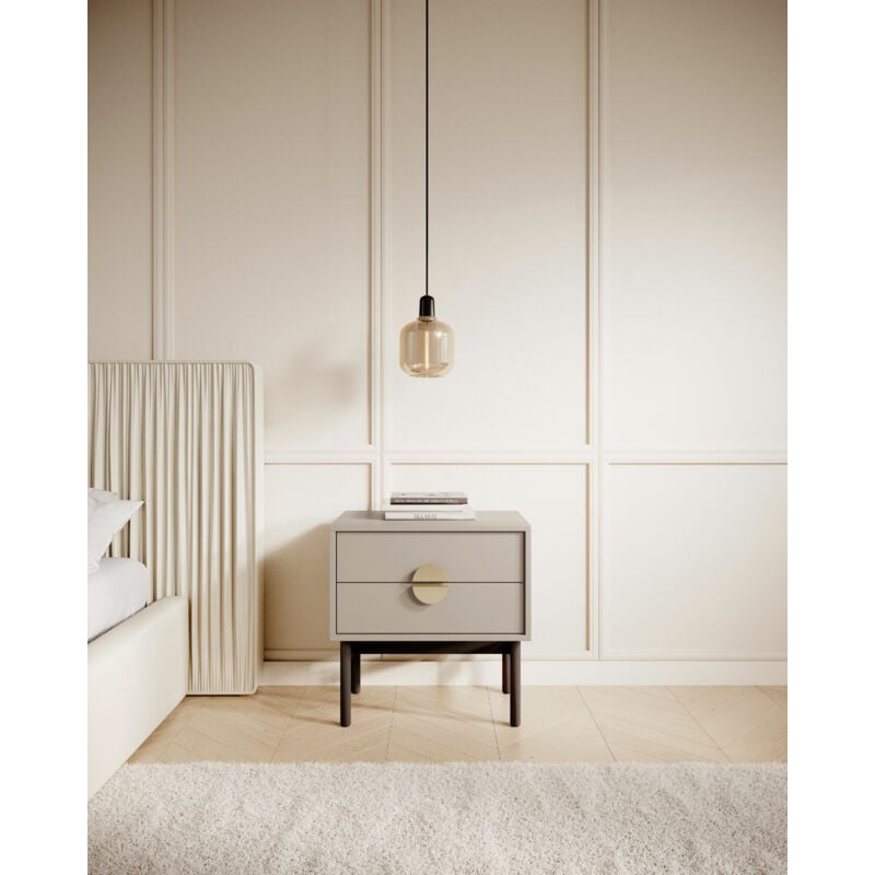 Selsey - stoon - Table de chevet - 55 cm - taupe (gris-beige)