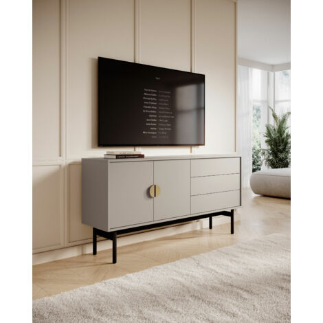 Selsey STOON - Meuble TV à deux portes - 154 cm - avec trois tiroirs - taupe (gris-beige)