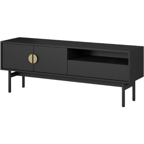 Selsey STOON - Meuble TV avec tiroir et niche - 154 cm - noir
