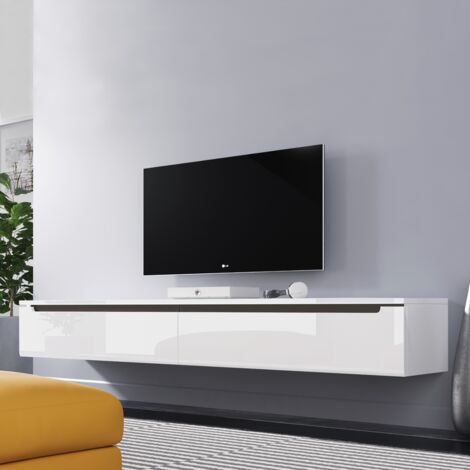Selsey Swift - Mueble de TV - de pie / colgando - 180 cm - brillo blanco - moderno