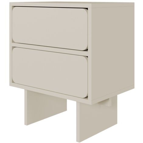 Selsey – Table de chevet 2 tiroirs – Panneau de particules stratifié – Dimensions : 56 cm x 49,6 cm x 35 cm – Finition mate gris beige