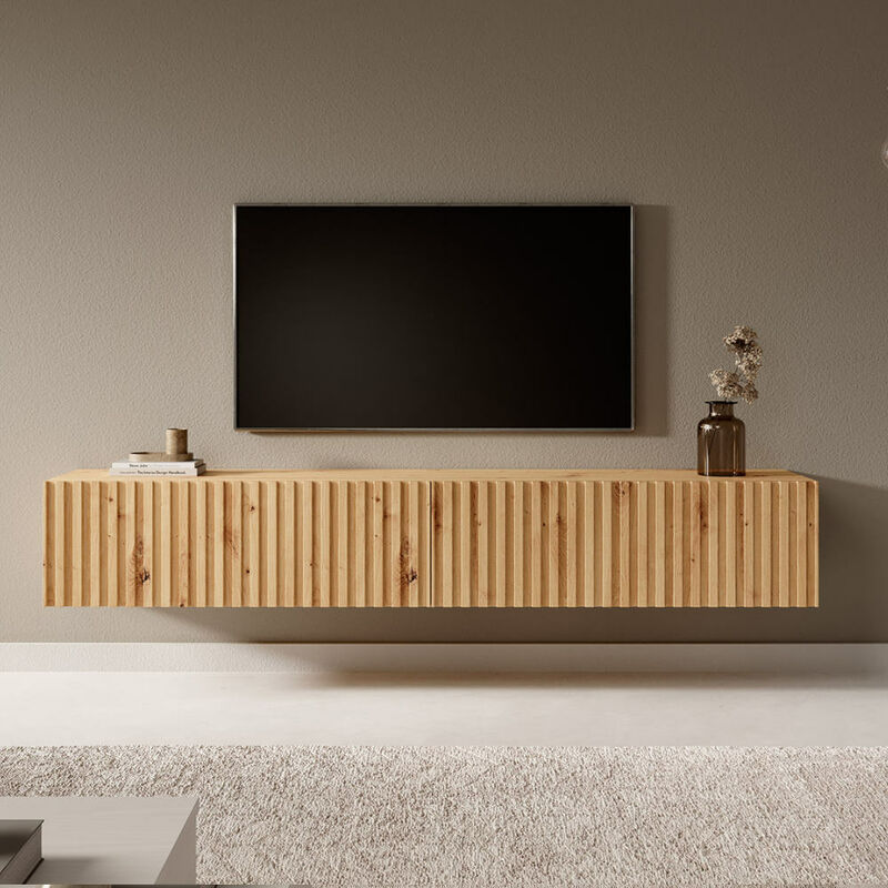Selsey - telire - Meuble tv 175 cm en chêne artisan avec façade fraisée