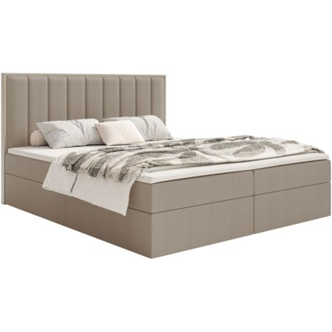 Selsey Togents – Boxspringbett 140x200 mit Stauraum und Topper, hydrophobe Chenille, braun