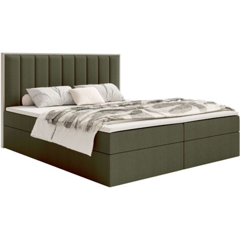 Selsey Togents – Boxspringbett 180x200 mit Stauraum und Topper, hydrophobe Chenille, dunkelgrün