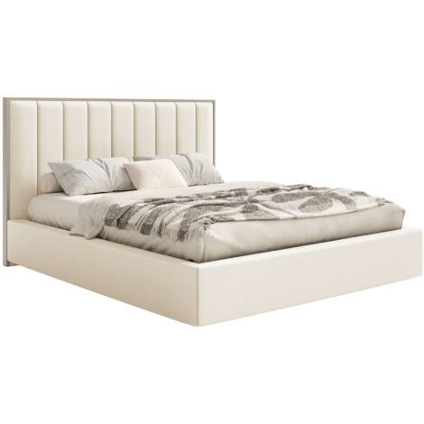 Selsey TOGENTS – Lit tapissé avec LED 160×200 – velours – crème