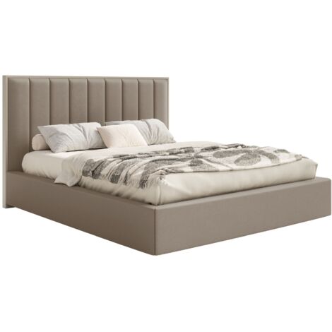 Selsey TOGENTS – Lit tapissé avec LED 180×200 – velours – brun