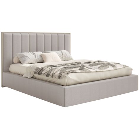 Selsey Togents - Polsterbett 140x200 mit Chenillebezug und LED, Graubeige