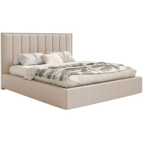 Selsey Togents - Polsterbett 180x200 mit Chenillebezug, Bettkasten und LED, Beige