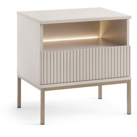 Selsey Tosena - Nachttisch mit Schublade und LED-Beleuchtung, Greige, 54 cm