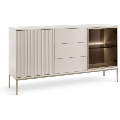 Selsey Tosena - Sideboard 2-türig mit Schubladen und LED, Greige, 154 cm