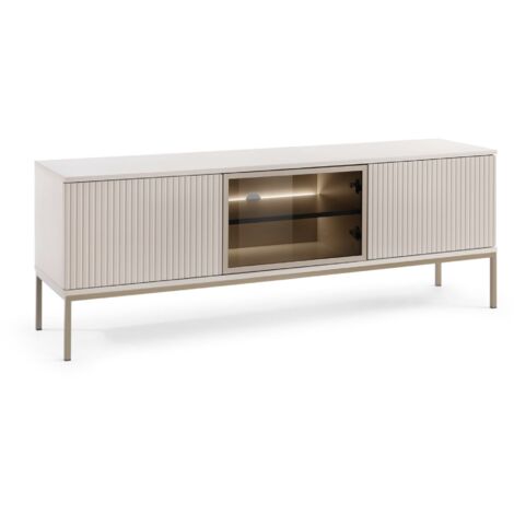 Selsey Tosena - TV-Schrank 3-türig mit LED-Beleuchtung, Greige, 154 cm