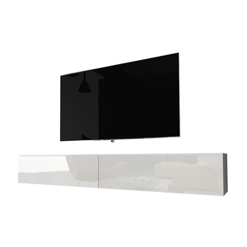 Selsey - TV-Lowboard KANE in Weiß Matt/Weiß Hochglanz, hängend/stehend, modern, 2 Klappen, 180 cm