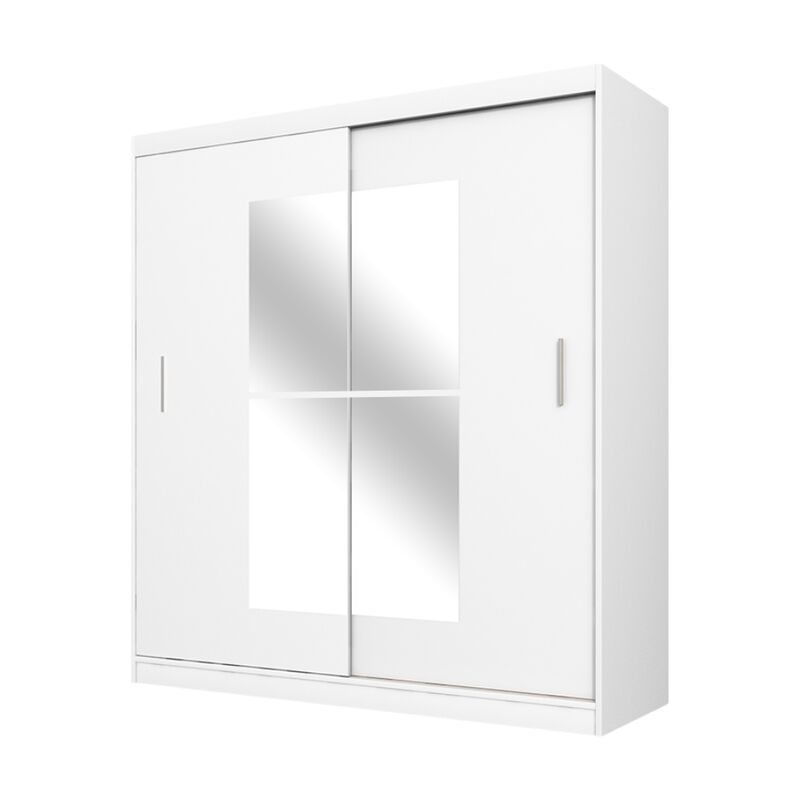 VANIVA - Schwebetürenschrank / Kleiderschrank 2-türig mit Spiegel (180 cm, Weiß) - Selsey