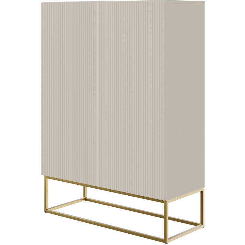 Selsey – Commode haute 125 cm à 2 portes – Taupe (gris-beige) – Panneau stratifié U750 ST9 – Design moderne avec façades push-to-open