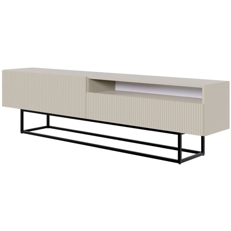 Selsey - veldio - Meuble tv avec niche sur pieds noir - 175 cm - grėge