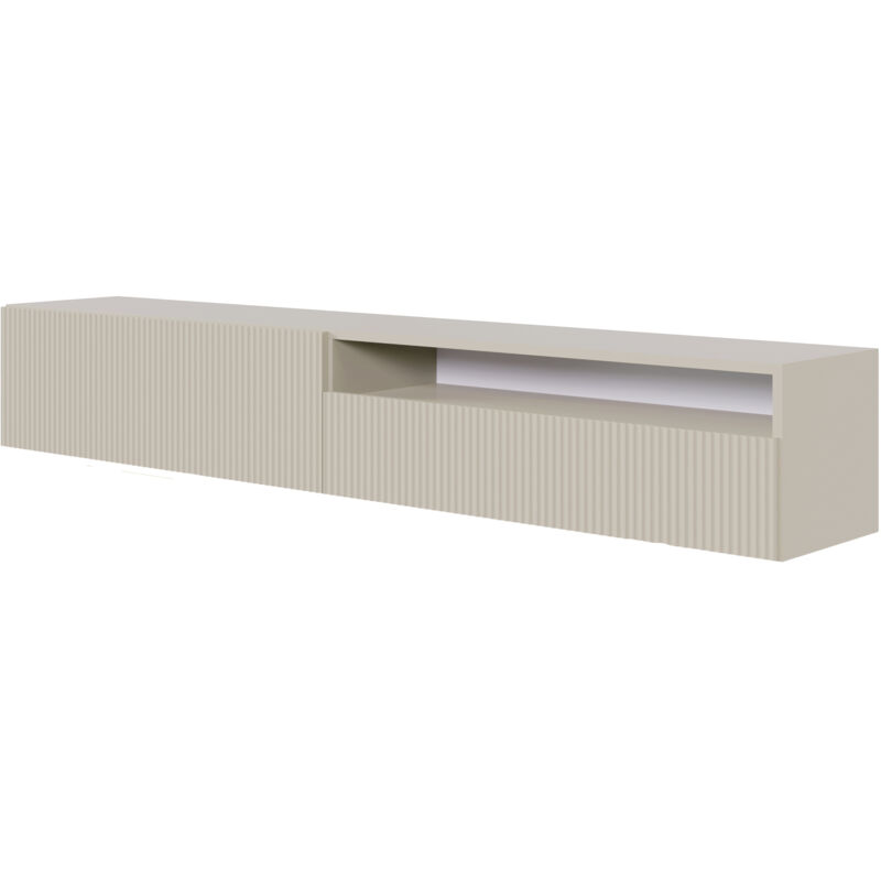 Veldio - Meuble tv - 175 cm - suspendue avec niche - taupe (gris-beige) - Selsey