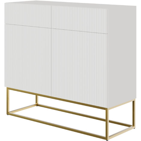 Selsey VELDIO - Commode à deux portes - 100 cm - avec deux tiroirs - blanc