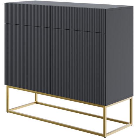 Selsey VELDIO - Commode à deux portes - 100 cm - avec deux tiroirs - noir