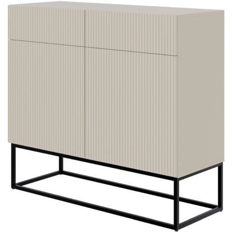 Selsey VELDIO - Commode à deux portes - 100 cm grège avec pieds noirs