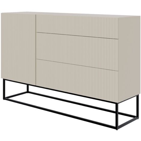 Selsey VELDIO - Commode à une porte - 140 cm - grège avec pieds noirs