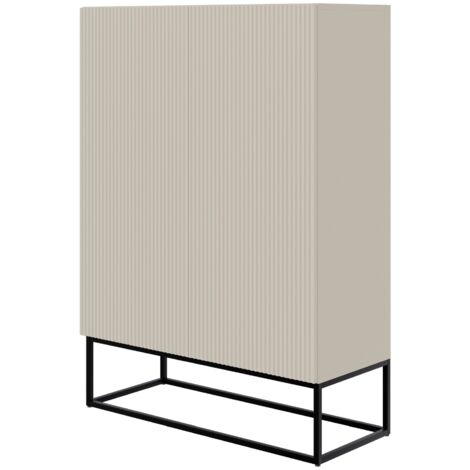 Selsey VELDIO - Commode haute à deux portes - 90 cm - grège avec pieds noirs