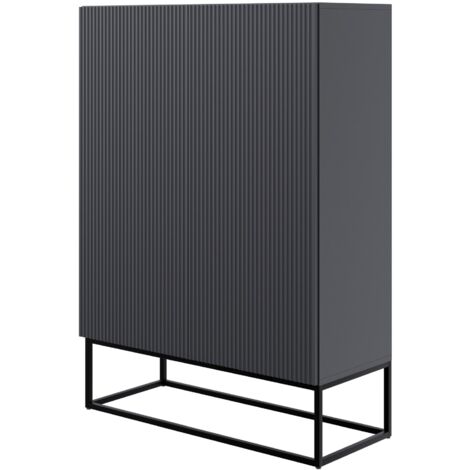 Selsey VELDIO - Commode haute à deux portes - 90 cm - noir avec pieds noirs