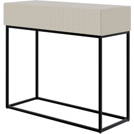 Selsey Veldio - Konsolentisch mit Schublade, graubeige mit schwarzem Metallgestell, 90 cm