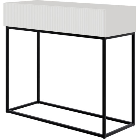 Selsey Veldio - Konsolentisch mit Schublade, weiß mit schwarzem Metallgestell, 90 cm