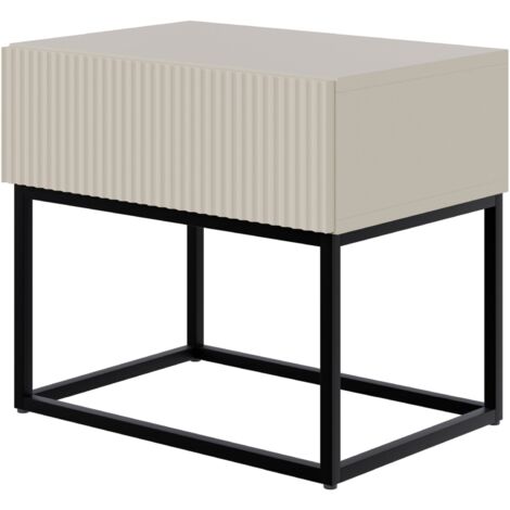 Selsey VELDIO - Mesita de noche - 50 cm - con patas negras - beige grisáceo