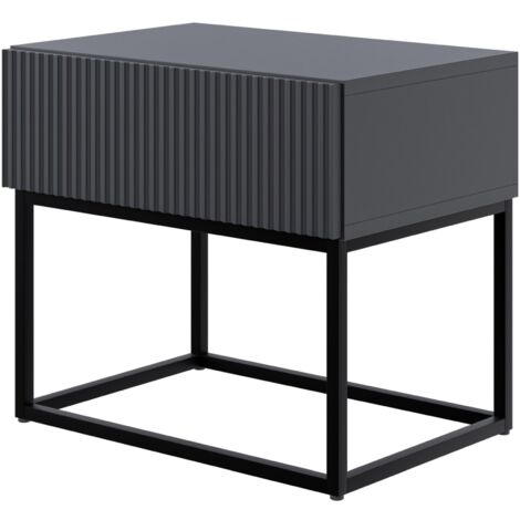 Selsey VELDIO - Mesita de noche - 50 cm - con patas negras - negro