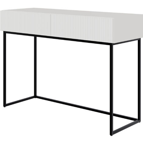 Selsey Veldio - Schminktisch mit Schubladen, weiß mit schwarzem Metallgestell, 110 cm