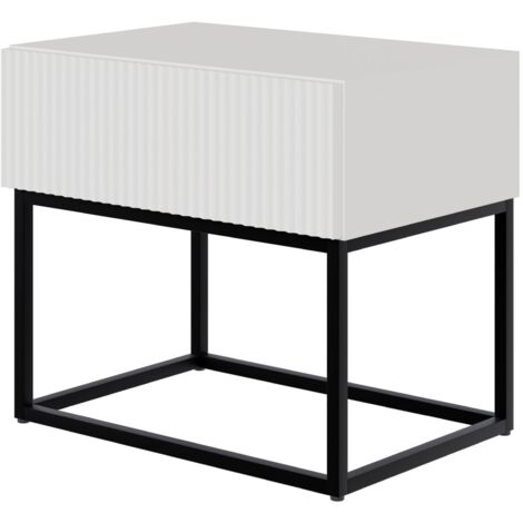 Selsey VELDIO - Table de chevet - 50 cm blanc avec pieds noirs
