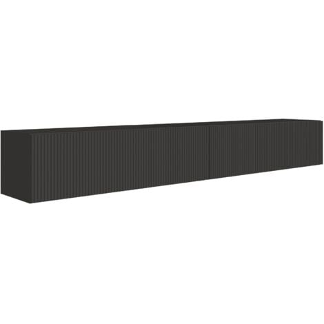 Selsey Veldio – TV-Lowboard hängend mit geriffelten Fronten, 200 cm, schwarz