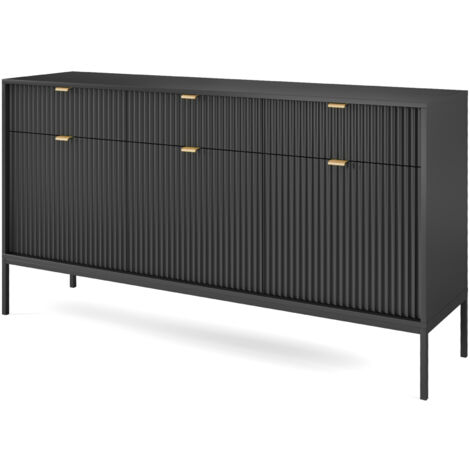 Selsey VELLORE - Commode à trois portes - noir avec pieds noires