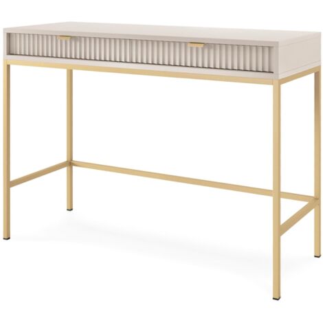 Selsey VELLORE - Schminktisch mit Schublade, greige mit goldfarbenem Gestell, 104 cm