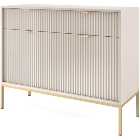 Selsey VELLORE - Sideboard 2-türig, Greige mit goldfarbenem Gestell, 104 cm