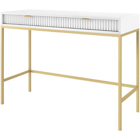 Selsey VELLORE - Table console / Console extensible / Coiffeuse - blanc avec pieds dorés