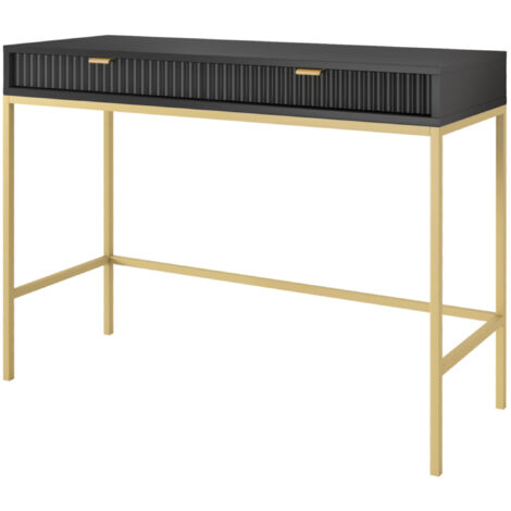 Selsey VELLORE - Table console / Console extensible / Coiffeuse - noir avec pieds dorés